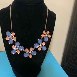 Lovely pink and blue floral necklace 18”